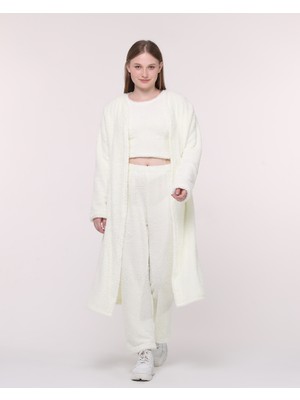 Welsoft Kumaş Beyaz Alt Üst Kimono Takımı