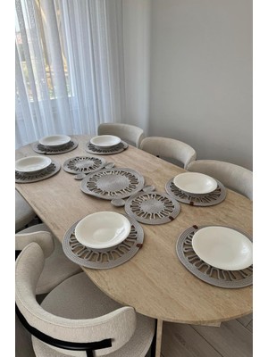 Salin Lüks Jüt 7 Parça Yemek Takımı Açık Gri