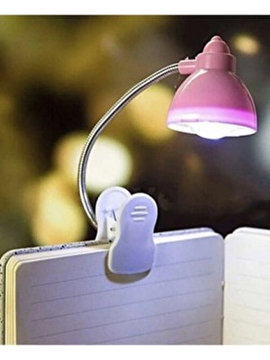 Yakut Knitex Mini Mandallı Kitap Okuma Lambası Pembe Renkli LED Aydınlatma ile Kullanışlı ve Modern