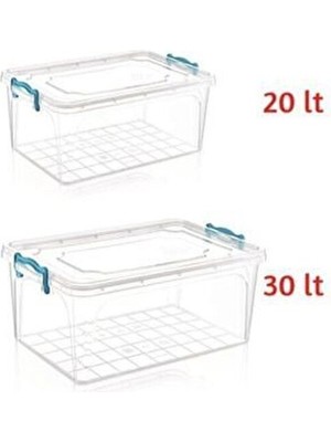 Çok Amaçlı Kapaklı Erzak Saklama Kabı Kutusu 20LT+30LT 2'li
