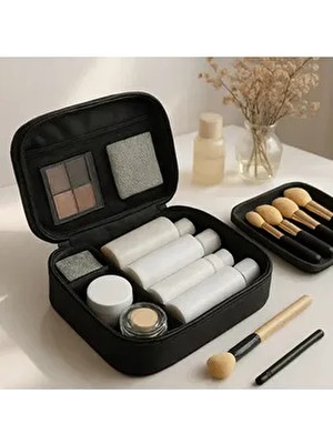 4 Bölmeli Makyaj Çantası Kozmetik Makyaj Bavul Seti | Bakım Seyahat Makyaj Kozmetik Organizer Çanta