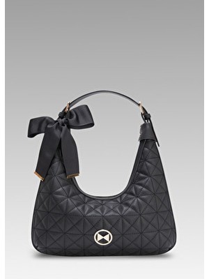 Kelly Siyah Kapitoneli Kadın El ve Omuz Çantası