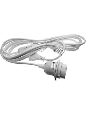 Kablolu Duy Fiş E27 Yarım Dişli Aç Kapa Anahtarlı 2 Metre Beyaz 1657