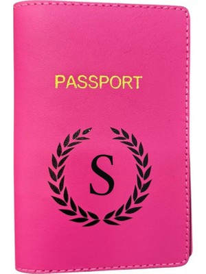 Harf Tasarımlı Deri Pasaport Kılıfı S