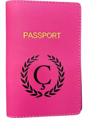 Harf Tasarımlı Deri Pasaport Kılıfı Ç