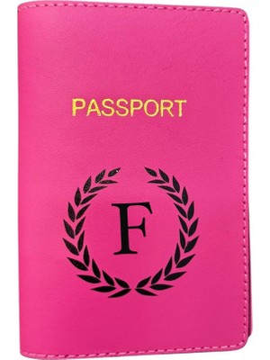 Harf Tasarımlı Deri Pasaport Kılıfı F