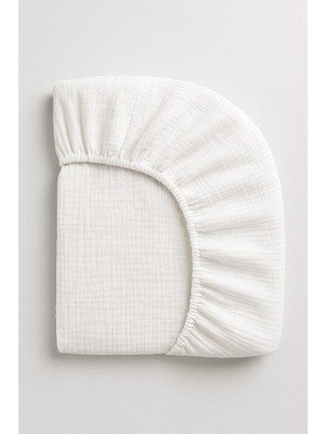 Müslin Lastikli Çarşaf – 60X120 Bebek Yatağı Için | %100 Doğal Pamuk, Ekru