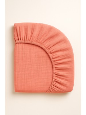 Müslin Lastikli Çarşaf – 70X120 Bebek Yatağı Için | %100 Doğal Pamuk, Pembe