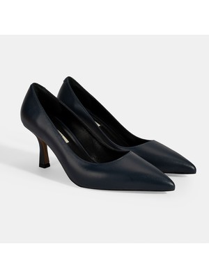 Kadın Lacivert Deri Stiletto