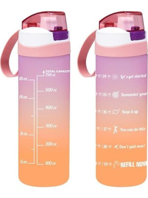 161670-162 Su Şişesi - Motivasyon Su Matarası - Suluk Yavruağzı