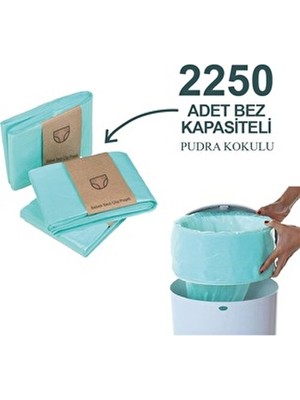Korbell 16L Çöp Kutuları ile Uyumlu 2250 Bebek Bezi Kapasiteli Muadil 3 Paket Yerli Çöp Poşeti Pudra Kokulu