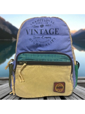 Kaliteli Renkli Vintage Disayn Günlük Sırt Gezi Okul Seyahat Çantası 31 cm x 41 cm