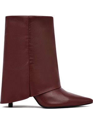 Kadın Bordo Ince Topuklu Deri Bot 25AFD160218
