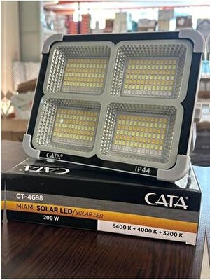 Cata CT-4698 Miami Solar LED Projektör 200 Watt IP44 2200lm 6400K 4000K 3200K Renk Sıcaklığı