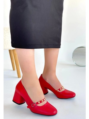 Biçomi Tino Kırmızı Cilt Topuklu Ayakkabı