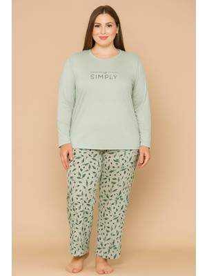 Pemilo KAdın 20714 Büyük Beden % 100 Pamuk Milan Pijama Takımı