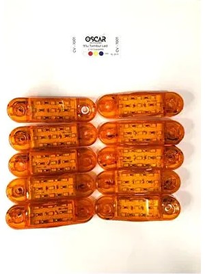 Oscar 9 Ledli Turuncu Tombul Parmak Pozisyon LED Lamba 12V-24V Dekoratif Lamba 10 Adet