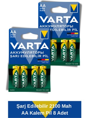 Power Şarj Edilebilir Kalem Pil 2100MAH Aa 8 Adet
