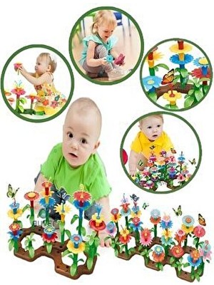 104 Parça Bahçe Çiçek Yapım Seti Eğitici Oyuncak Çiçek Bahçesi Yapı Blokları Yapboz Bul Tak Puzzle