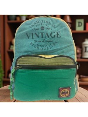 Kaliteli Renkli Vintage Disayn Günlük Sırt Gezi Okul Seyahat Çantası 31 cm x 41 cm