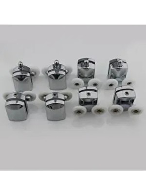 Plastik Duşakabin Tekeri Tekerleği Rulmanı 8'li Set Parlak Krom 22 mm Teker Çapı