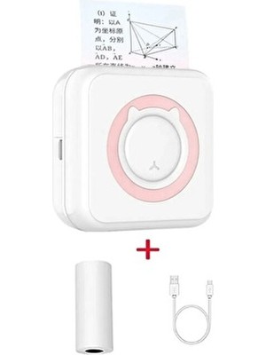 Taşınabilir Portatif Mini Cep Yazıcı Bluetooth Bağlantılı Telefon Bilgisayar ve Tablet Uyumlu Pembe