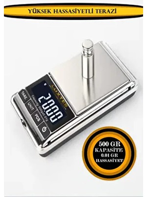 Luxter Hassas Cep Terazi 500 gr Kapasite 0,01 gr Hassasiyetli Çok Fonksiyonlu Tartı