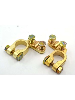 1 Takım Akü Kutup Başı Pirinç Kelepçe Artı ve Eksi Set