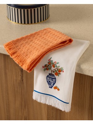 Madame Coco Orange Mutfak Havlu Seti - Beyaz/mavi