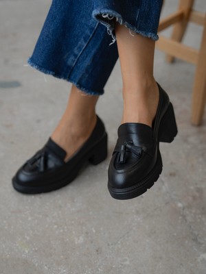 Rilsa Siyah Hakiki Deri Kadın MAKOSEN