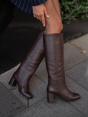 Amore Kahve Deri    Çizme