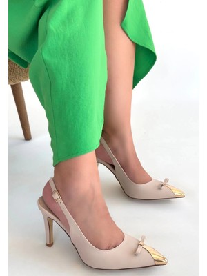 Biçomi Joye Bej Cilt Topuklu Ayakkabı