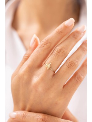 Melek Kanadı Minimal 14 Ayar Altın Yüzük