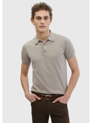 Bej Polo Yaka %100 Pamuk Triko