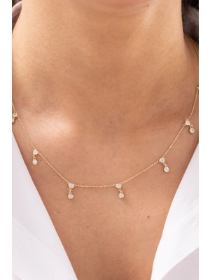 Minimal Taşlı 14 Ayar Altın Kolye