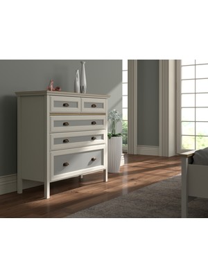 Sakura Hunerika Zaranto Premium 5 Çekmeceli Şifonyer Aytaşı/Legnano 110 cm Genişlikte Modern Tasarım