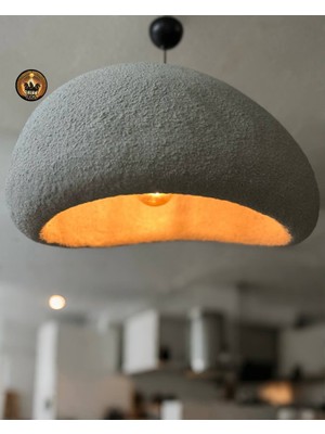 Petra Doğal Taş Efektli Modern Beton Avize Çap: 600MM