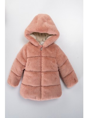 Trend Özel Seri Kürklü Sevimli Baby Içi Kürklü Cepli Kapüşonlu Kışlık Kaban-Mont
