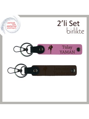 Kickboks Temalı Motivasyon Hediye Seti, Sporcu Erkek Tarzına Uygun Anahtarlık, Pembe-Koyu Kahve