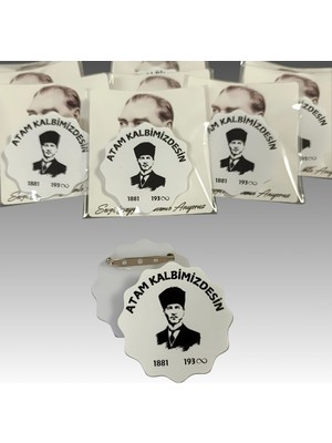 10 Kasım Atatürk'ü Anma Günü Iğneli Akrilik Yaka Rozeti 8'li