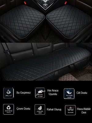 Mini Countryman F60 2017 ve Sonrası Ön ve Arka Takım Koltuk Minderi Siyah Deri Siyah Dikiş Mixgiftz
