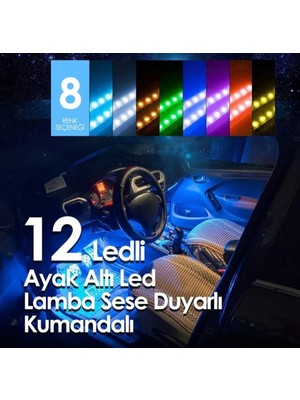 Araç Içi Aydınlatma Kumandalı Müziğe Duyarlı 9 LED Ayak Altı Ledpro