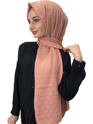 Kendinden Desenli Tek Renk Petek Somon Şal 6060500