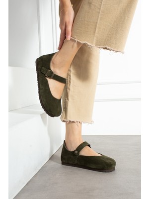 Ottawa Hakiki Deri Mantar Taban Ortopedik Kadın Babet