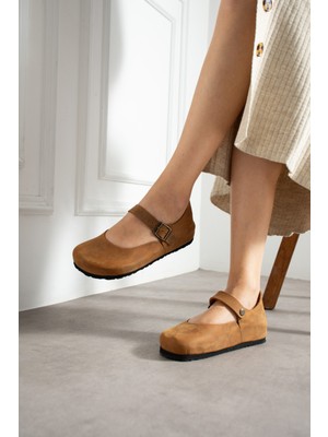 Ottawa Hakiki Deri Mantar Taban Ortopedik Kadın Babet