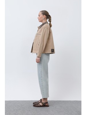 Kadın Garni Detaylı Kısa Ceket -32115CKT - Camel