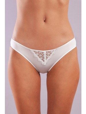 Golshan Garland Mini Slip, Kadın Güpürlü Ekru Külot