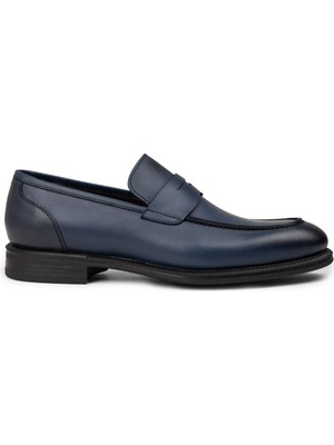 Deery Erkek Hakiki Deri Lacivert Klasik Loafer Ayakkabı - 01995MLCVC01