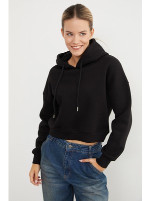 3 Iplik Basic Kapüşonlu Sweatshirt