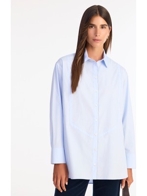 Geniş Gömlek Yaka Uzun Kol Gömlek